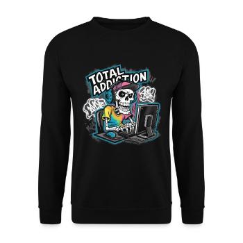 Total Addiction Gamer Skull Illustration - Unisex Sweatshirt - black - Front - Alina (178cm) & Michal (187cm)