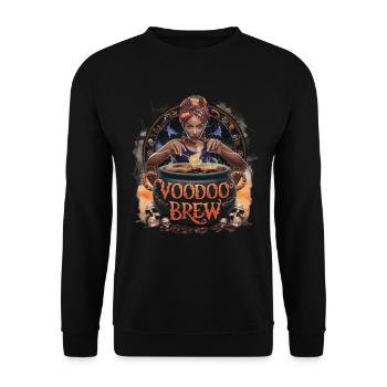 Mystische Voodoo Brew Hexenkessel Illustration - Unisex Pullover - Schwarz - Vorne - Alina (178cm) & Michal (187cm)