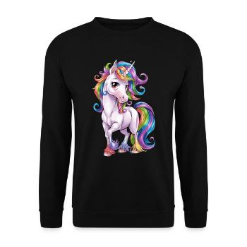 Magisches Einhorn Mit Regenbogenmähne Für - Unisex Pullover - Schwarz - Vorne - Alina (178cm) & Michal (187cm)