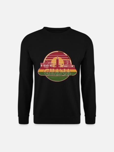 Ghana Silhouette im Retro-Stil mit Wahrzeichen - Unisex Pullover - Schwarz