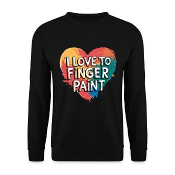 Ich Liebe Fingerfarben Herz Design Kunst - Unisex Pullover - Schwarz - Vorne - Alina (178cm) & Michal (187cm)