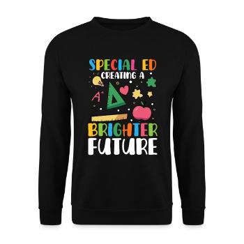 Special education creates a brighter future with - Unisex Sweatshirt - black - Front - Alina (178cm) & Michal (187cm)