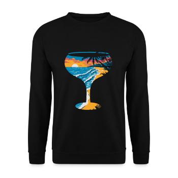 Tropical sunset on the beach with - Unisex Sweatshirt - black - Front - Alina (178cm) & Michal (187cm)