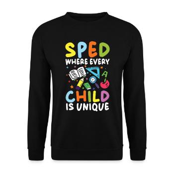 Sonderpädagogik Wo Jedes Kind Einzigartig Ist - Unisex Pullover - Schwarz - Vorne - Alina (178cm) & Michal (187cm)