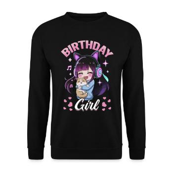 Anime K Pop & Cats Kawaii - Unisex Pullover - Schwarz - Vorne - Alina (178cm) & Michal (187cm)