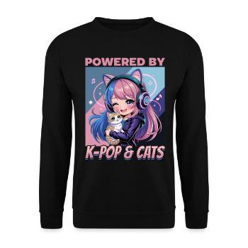 Anime K Pop & Cats Kawaii - Unisex Pullover - Schwarz - Vorne - Alina (178cm) & Michal (187cm)