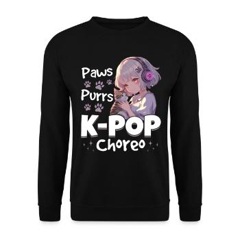 Anime K Pop & Cats Kawaii - Unisex Pullover - Schwarz - Vorne - Alina (178cm) & Michal (187cm)