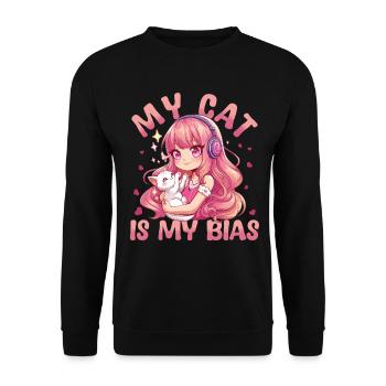 Anime K Pop & Cats Kawaii - Unisex Pullover - Schwarz - Vorne - Alina (178cm) & Michal (187cm)