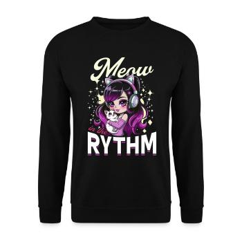 Anime K Pop & Cats Kawaii - Unisex Pullover - Schwarz - Vorne - Alina (178cm) & Michal (187cm)