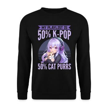 Anime K Pop & Cats Kawaii - Unisex Pullover - Schwarz - Vorne - Alina (178cm) & Michal (187cm)
