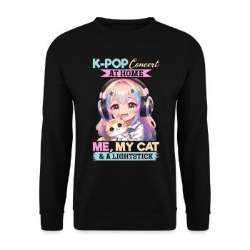 Anime K Pop & Cats Kawaii - Unisex Pullover - Schwarz - Vorne - Alina (178cm) & Michal (187cm)