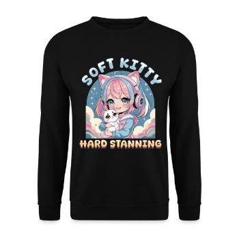 Anime K Pop & Cats Kawaii - Unisex Pullover - Schwarz - Vorne - Alina (178cm) & Michal (187cm)