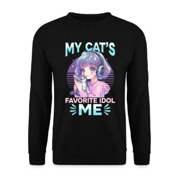 Anime K Pop & Cats Kawaii - Unisex Pullover - Schwarz - Vorne - Alina (178cm) & Michal (187cm)