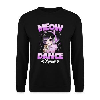 Anime K Pop & Cats Kawaii - Unisex Pullover - Schwarz - Vorne - Alina (178cm) & Michal (187cm)