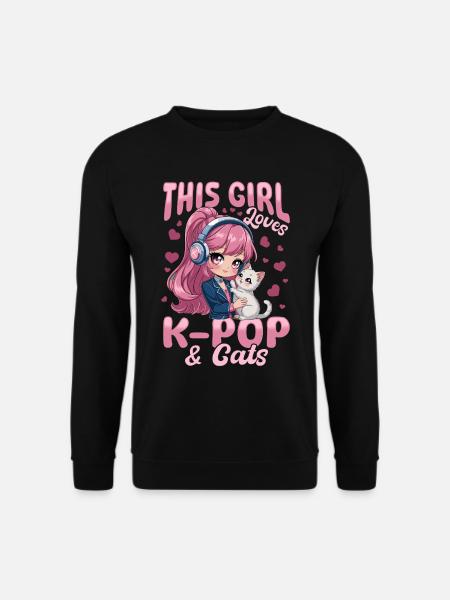 Anime K Pop & Chats Kawaii - Sweat-shirt Unisexe - noir