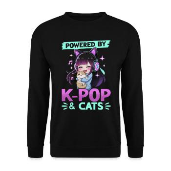 Anime K Pop & Cats Kawaii - Unisex Pullover - Schwarz - Vorne - Alina (178cm) & Michal (187cm)