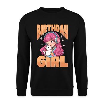 Anime K Pop & Cats Kawaii - Unisex Pullover - Schwarz - Vorne - Alina (178cm) & Michal (187cm)