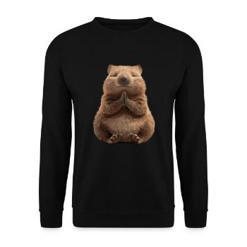 Relaxed Meditating Wombat In Yoga Pose - Unisex Sweatshirt - black - Front - Alina (178cm) & Michal (187cm)