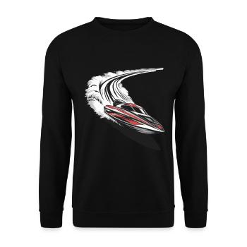 Dynamic motorboat adventure on the waves - Unisex Sweatshirt - black - Front - Alina (178cm) & Michal (187cm)