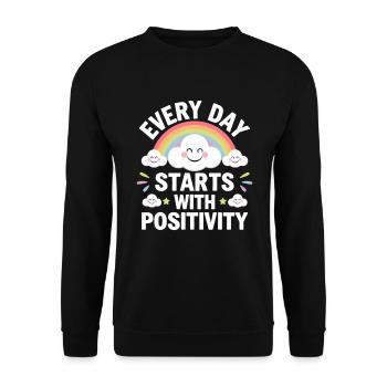 Every day starts with positivity rainbow - Unisex Sweatshirt - black - Front - Alina (178cm) & Michal (187cm)