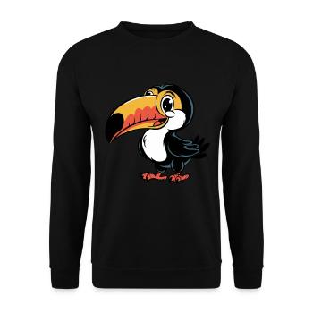 Cheerful Toucan Cartoon Illustration for - Unisex Sweatshirt - black - Front - Alina (178cm) & Michal (187cm)