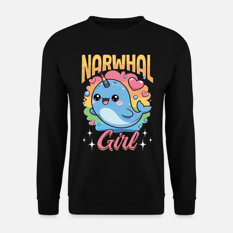 Narwhal Chibi Kawaii - Unisex Sweatshirt - black