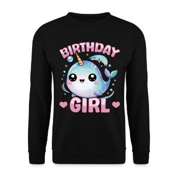 Narwhal Chibi Kawaii - Unisex Pullover - Schwarz - Vorne - Alina (178cm) & Michal (187cm)