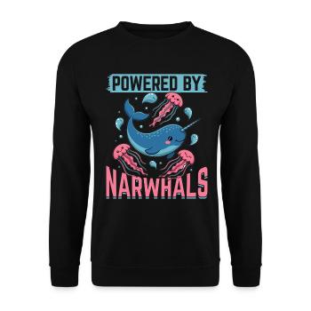 Narwhal Chibi Kawaii - Unisex Pullover - Schwarz - Vorne - Alina (178cm) & Michal (187cm)