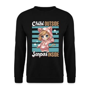 Anime Chibi Kawaii - Sweat-shirt Unisexe - noir - Devant - Alina (178cm) & Michal (187cm)