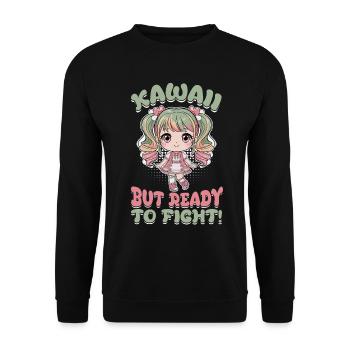 Anime Chibi Kawaii - Sweat-shirt Unisexe - noir - Devant - Alina (178cm) & Michal (187cm)