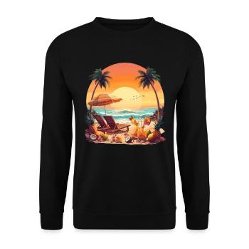Relaxing on the beach under palm trees with - Unisex Sweatshirt - black - Front - Alina (178cm) & Michal (187cm)