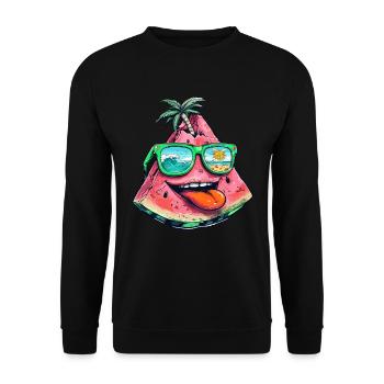 Wassermelone Sommerparty Paradies mit Palmen und - Unisex Pullover - Schwarz - Vorne - Alina (178cm) & Michal (187cm)
