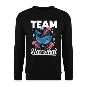 Narwhal Chibi Kawaii - Unisex Pullover - Schwarz - Vorne - Alina (178cm) & Michal (187cm)