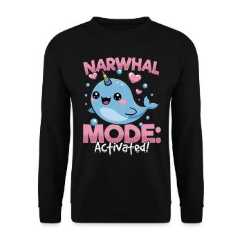 Narwhal Chibi Kawaii - Unisex Pullover - Schwarz - Vorne - Alina (178cm) & Michal (187cm)