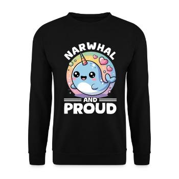 Narwhal Chibi Kawaii - Unisex Pullover - Schwarz - Vorne - Alina (178cm) & Michal (187cm)