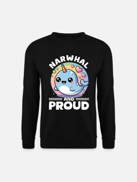 Narwhal Chibi Kawaii - Unisex Sweatshirt - black