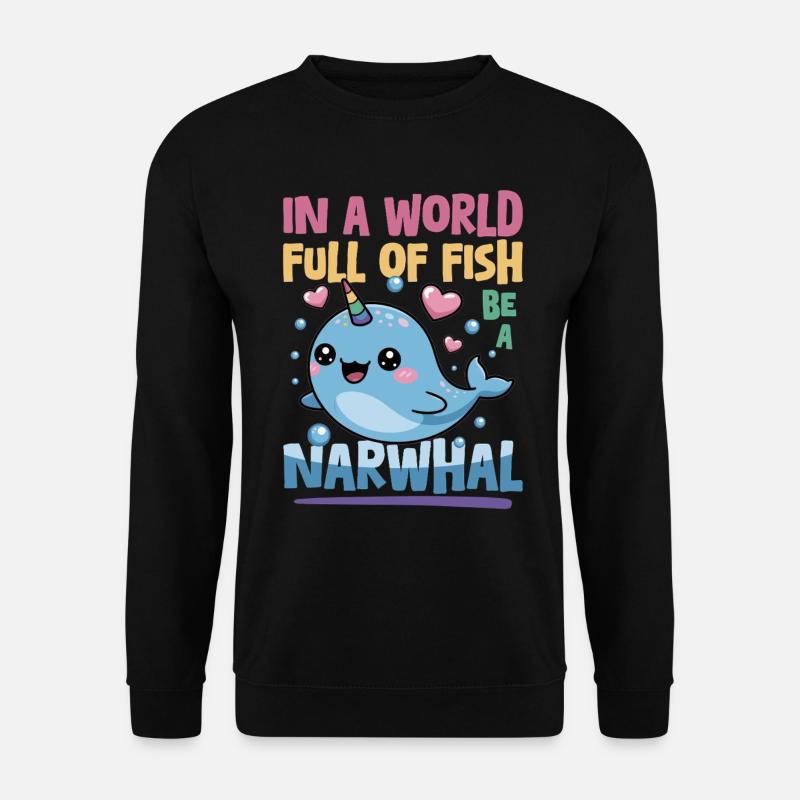 Narval Chibi Kawaii - Sweat-shirt Unisexe - noir