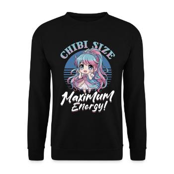 Anime Chibi Kawaii - Sweat-shirt Unisexe - noir - Devant - Alina (178cm) & Michal (187cm)
