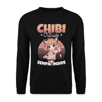 Anime Chibi Kawaii - Sweat-shirt Unisexe - noir - Devant - Alina (178cm) & Michal (187cm)