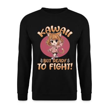 Anime Chibi Kawaii - Unisex Sweatshirt - black - Front - Alina (178cm) & Michal (187cm)