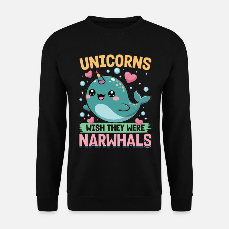 Narwhal Chibi Kawaii - Unisex Sweatshirt - black