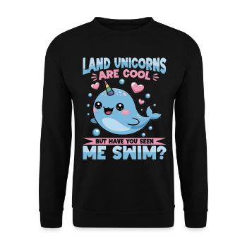 Narwhal Chibi Kawaii - Unisex Pullover - Schwarz - Vorne - Alina (178cm) & Michal (187cm)