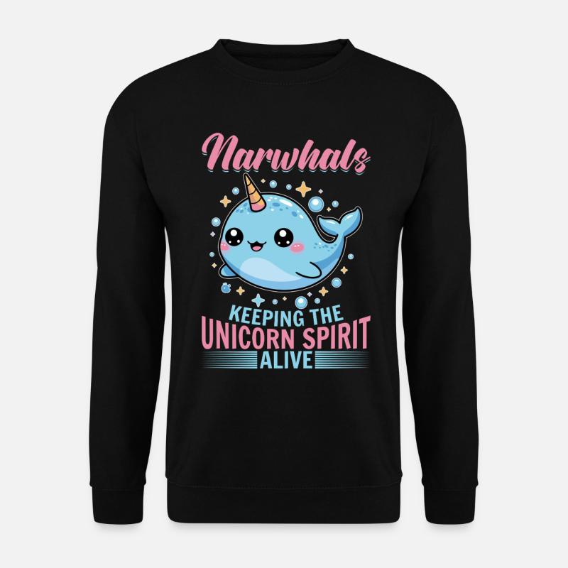 Narwhal Chibi Kawaii - Unisex Pullover - Schwarz
