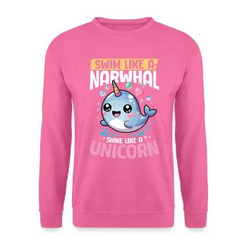 Narwhal Chibi Kawaii - Unisex Pullover - Pink - Vorne