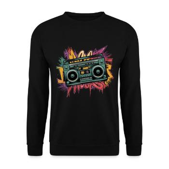 Retro Boombox Street Art Design - Unisex Sweatshirt - black - Front - Alina (178cm) & Michal (187cm)