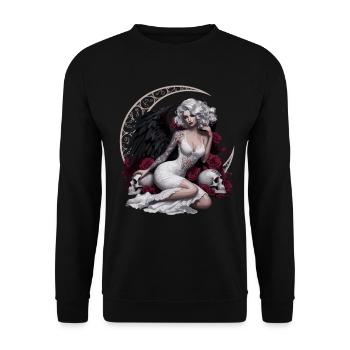 Ange noir avec des roses et un crâne - Sweat-shirt Unisexe - noir - Devant - Alina (178cm) & Michal (187cm)