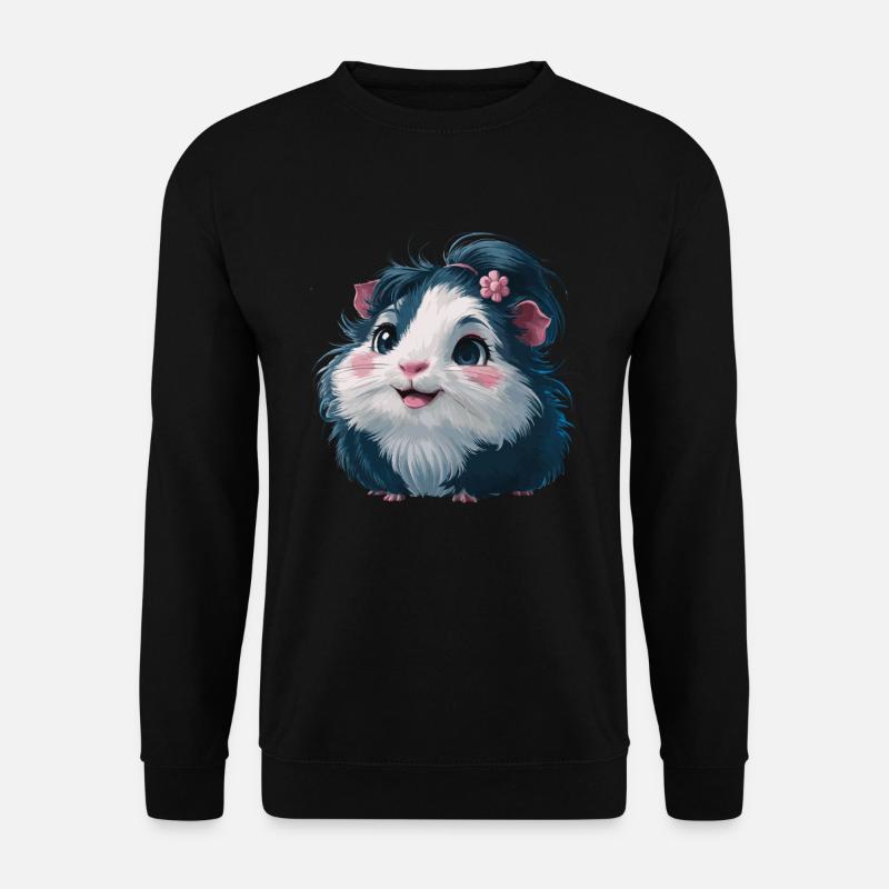 Mignon cochon d’Inde avec une fleur dans ses cheveux pour - Sweat-shirt Unisexe - noir