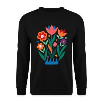 Blumen - Frühling - Sommer - Unisex Pullover - Schwarz - Vorne - Alina (178cm) & Michal (187cm)