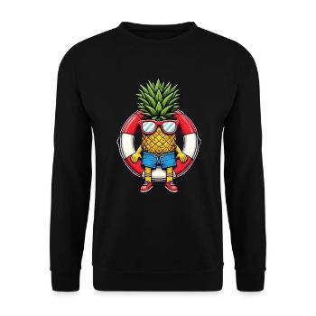 Ananas Abenteuer Strandurlaub Cooles Sommermotiv - Unisex Pullover - Schwarz - Vorne - Alina (178cm) & Michal (187cm)