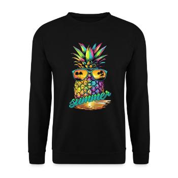 Colorful pineapple with sunglasses and summer feeling - Unisex Sweatshirt - black - Front - Alina (178cm) & Michal (187cm)